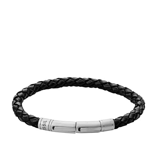 Fossil Men's Casual Stainless Steel and Genuine Leather Bracelet for Men