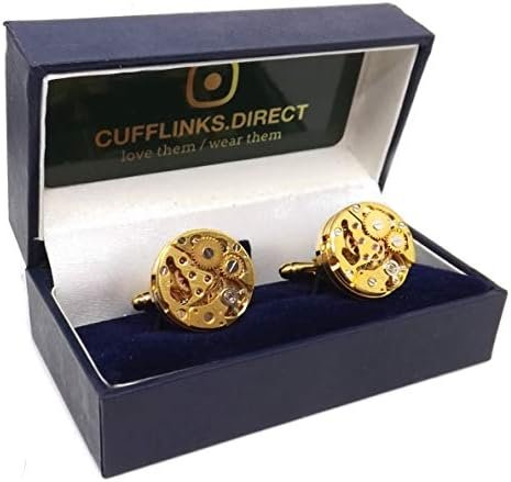 Gold Movement Men's Steampunk Wedding Gift Cufflinks CUFFLINKS DIRECT