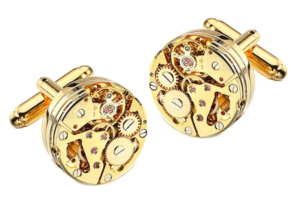 Gold Movement Men's Steampunk Wedding Gift Cufflinks CUFFLINKS DIRECT