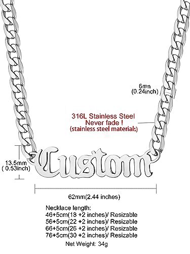 GOLDCHIC JEWELRY Name Necklace Personalized for Men, Womens Custom Name Plate Chain, Stainless Steel Customized Old English Nameplate Choker with Curb Chains Custom, 16 inches...