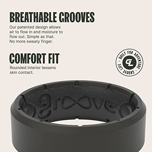 Groove Life Edge Silicone Ring - Breathable Rubber Wedding Rings for Men, Lifetime Coverage, Unique Design, Comfort Fit Ring
