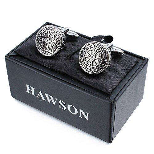 HAWSON Cufflinks and Studs for Men-Fashion Men Vintage Enamel Carbon Fiber Tuxedo Shirt Cufflinks and Studs Set for Regular Wedding Business Accessories