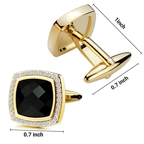 HAWSON Cufflinks for Men, Gold Diamond Crystal Cufflinks for Groom Husband Personalized Gifts, Mens Formal Wedding Business Cufflinks, Luxurious Gorgeous Cuff Links French Shirt...