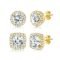 Hayoso 18K Gold Plated Halo Stud Earrings 925 Sterling Silver Cubic Zirconia Stud Earrings Round Square Diamonique Stud Earrings Set for Women Men