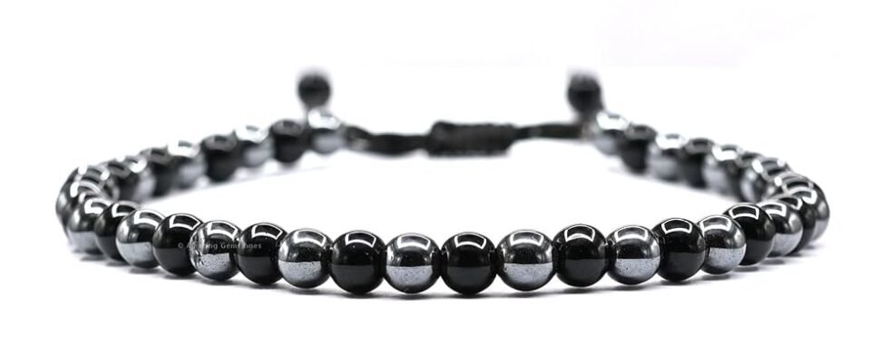 Hematite Black Obsidian Anklet - Anti Swellig Ankle Bracelet, Weight Loss Aid Ankle Bracelet for Men Women