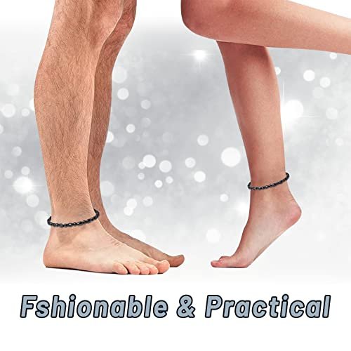 Hion 2 Pack Hematite Therapy Anklet Bracelet for Women/Men