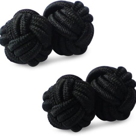 HONEY BEAR Silk Knot Cufflinks Fabric for Mens Shirt for Business Wedding Gift