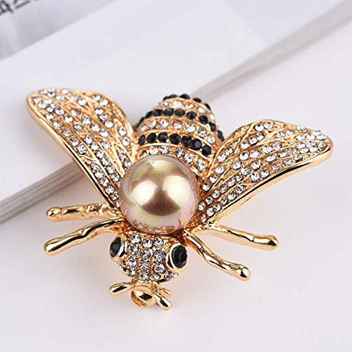 Honey Bee Brooches Crystal Insect Themed Bee Brooch Animal Fashion Shell Pearl Brooch Pin Gold Tone