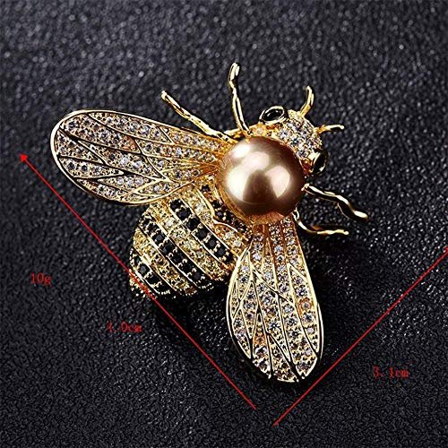 Honey Bee Brooches Crystal Insect Themed Bee Brooch Animal Fashion Shell Pearl Brooch Pin Gold Tone