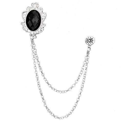 Huture 2 Packs Men's Gem Brooch Lapel Pin Badge Hanging Chains Collar Brooches Pin for Career Suit Tuxedo of Shirts Tie Hat Scarf for Boyfriend Father Birthday Gift, Gold Silver...