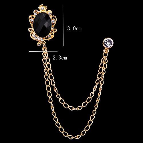 Huture 2 Packs Men's Gem Brooch Lapel Pin Badge Hanging Chains Collar Brooches Pin for Career Suit Tuxedo of Shirts Tie Hat Scarf for Boyfriend Father Birthday Gift, Gold Silver...