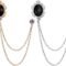 Huture 2 Packs Men's Gem Brooch Lapel Pin Badge Hanging Chains Collar Brooches Pin for Career Suit Tuxedo of Shirts Tie Hat Scarf for Boyfriend Father Birthday Gift, Gold Silver...