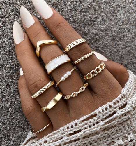 iF YOU 30 Pcs Gold Rings Set for Women, Boho Stackable Midi Rings, Silver Knuckle Rings Pack