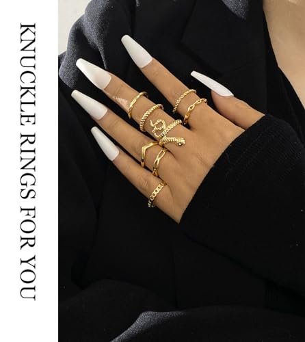 iF YOU 30 Pcs Gold Rings Set for Women, Boho Stackable Midi Rings, Silver Knuckle Rings Pack
