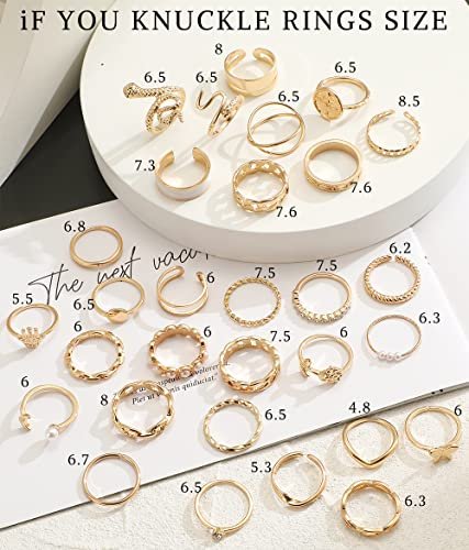 iF YOU 30 Pcs Gold Rings Set for Women, Boho Stackable Midi Rings, Silver Knuckle Rings Pack