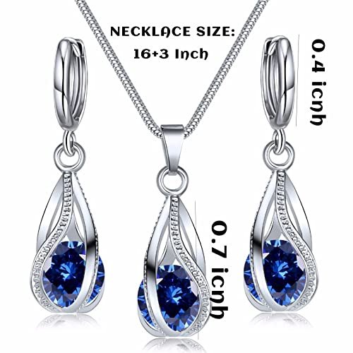 IFKM silver Jewelry Sets for Women Rhinestone Crystal CZ Bridal Bridesmaid Accessories Necklace Earrings set for Wedding Prom Anniversary Birthday Gifts