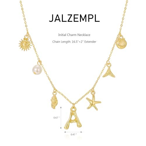 Initial Charm Necklace For Women Shell Letter Necklaces Gold Charms Pendant Boho Summer Seashell Beach 14k Starfish Surfer Jewelry Gifts