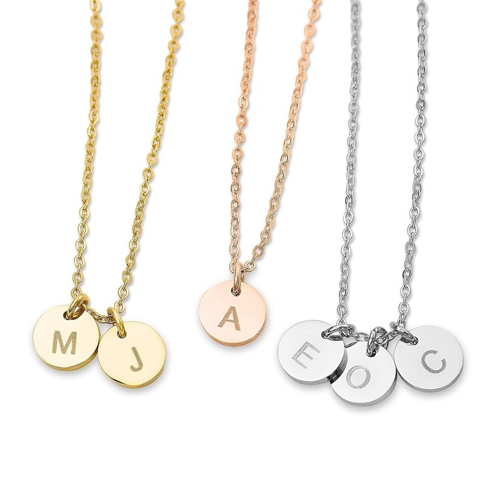 Initial Necklace for Mothers Women 1-5 Pendants Personalized Necklace with Kids Initials, Push Presents for New Mom Custom Multiple Letter Family Jewelry Grandma Grandchildren...