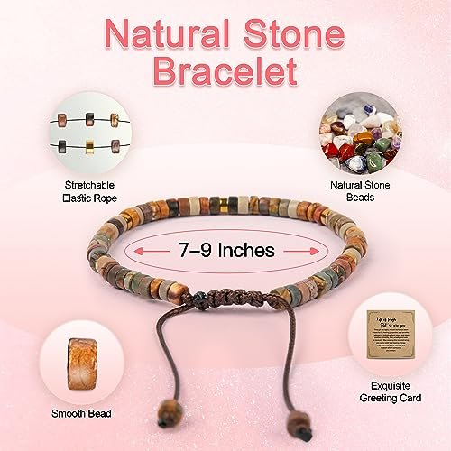 Inspirational Gifts Bracelets for Women Healing Natural Stone Bracelets - Get Well Soon Gifts for Women Best Friends Sister Girls - Life is Tough But So are You Bracelet