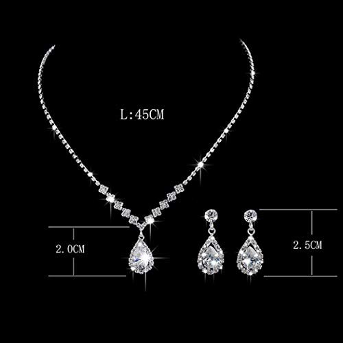 JAKAWIN Bride Silver Bridal Necklace Earrings Set Crystal Wedding Jewelry Set Rhinestone Choker Necklace for Women (Set of 3) (NK144-3)