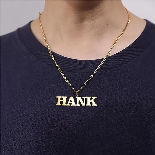 Jecivila Name Necklace Personalized for Men 18K Gold Plate Mens Custom Name Initial Number Necklace with Rope Figaro Curb Chain Personalized Jewelry Gifts for Dad Grandfather...