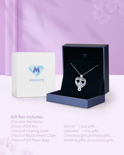 Jewelry for Women Wife Infinity Heart Birthstone I Love You Necklace for Women S925 Sterling Silver Wedding Anniversary Birthday Gifts for Wife Girlfriend Women's jewelry...