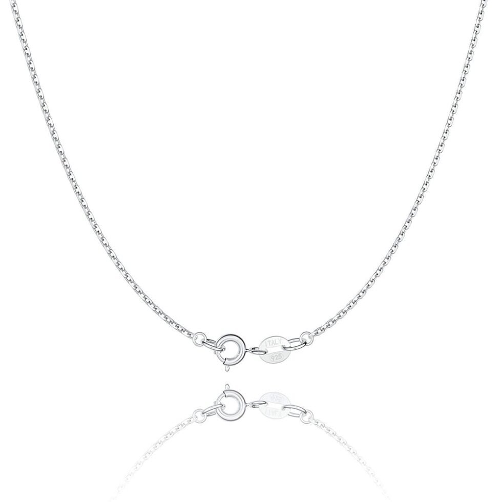 Jewlpire 925 Sterling Silver Chain Necklace Chain for Women 1.1mm Cable Chain Necklace Upgraded Spring-Ring Clasp - Thin & Sturdy - Italian Quality 16/18/20/22/24 Inch