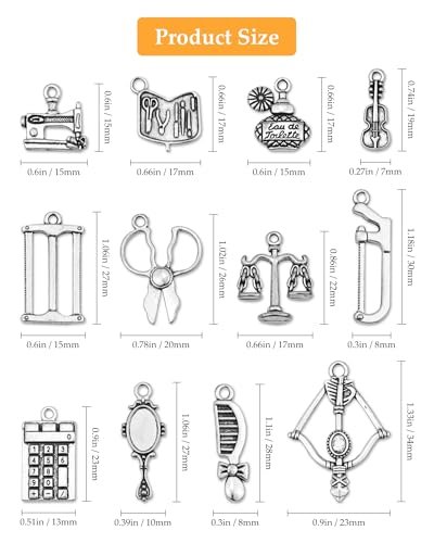 JIALEEY 65PCS Home Tool Charms Collection, Wholesale Bulk Lots Antique Silver Tibetan Alloy Worker 3D Tools Charms Pendants DIY for Jewelry Making and Crafting