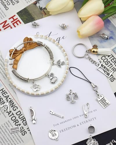 JIALEEY 65PCS Home Tool Charms Collection, Wholesale Bulk Lots Antique Silver Tibetan Alloy Worker 3D Tools Charms Pendants DIY for Jewelry Making and Crafting