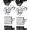 JOERICA 4 Pairs Stainless Steel Stud Earrings for Men Women Silver Black Square Earrings Set Mens Earrings Inlaid Cubic Zirconia 6-10MM
