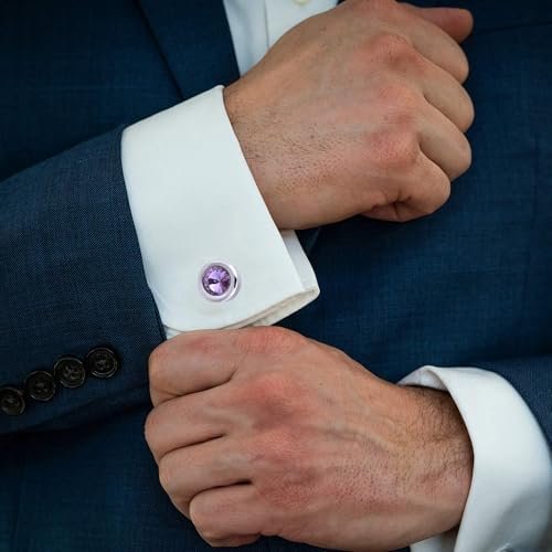 Jonwo Rund Kristall Manschettenknöpfe für Herren In Geschenkbox Silber und Gold Manschettenknöpfe Men Cufflinks Hochzeit Hemd Manschetten Tanzparty Ferien Jubiläum Kleid