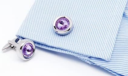 Jonwo Rund Kristall Manschettenknöpfe für Herren In Geschenkbox Silber und Gold Manschettenknöpfe Men Cufflinks Hochzeit Hemd Manschetten Tanzparty Ferien Jubiläum Kleid