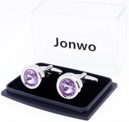 Jonwo Rund Kristall Manschettenknöpfe für Herren In Geschenkbox Silber und Gold Manschettenknöpfe Men Cufflinks Hochzeit Hemd Manschetten Tanzparty Ferien Jubiläum Kleid