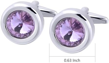 Jonwo Rund Kristall Manschettenknöpfe für Herren In Geschenkbox Silber und Gold Manschettenknöpfe Men Cufflinks Hochzeit Hemd Manschetten Tanzparty Ferien Jubiläum Kleid