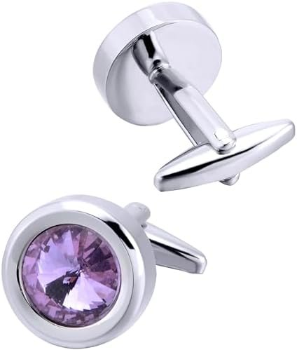 Jonwo Rund Kristall Manschettenknöpfe für Herren In Geschenkbox Silber und Gold Manschettenknöpfe Men Cufflinks Hochzeit Hemd Manschetten Tanzparty Ferien Jubiläum Kleid