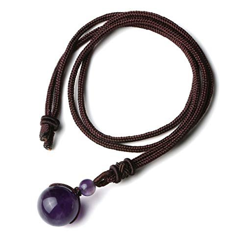 Jovivi Healing Crystals Necklace Natural Tiger Eye Amethyst Lucky Blessing Protection Chakra Beads Stone Pendant for Women Men Adjustable