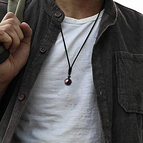 Jovivi Healing Crystals Necklace Natural Tiger Eye Amethyst Lucky Blessing Protection Chakra Beads Stone Pendant for Women Men Adjustable