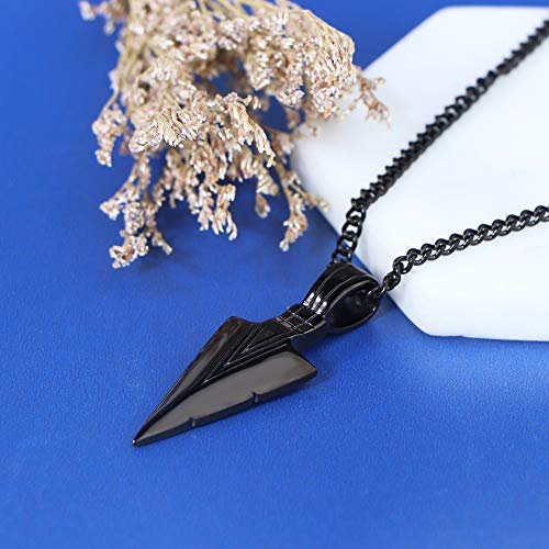 Jstyle Stainless Steel Pendant Necklace For Mens Cool Spearpoint Arrowhead Pendant Chain Necklace Set Black & Silver Tone