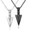Jstyle Stainless Steel Pendant Necklace For Mens Cool Spearpoint Arrowhead Pendant Chain Necklace Set Black & Silver Tone