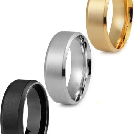 Jstyle Stainless Steel Rings for Men Wedding Ring Cool Simple Band 8MM Width 3 Pcs A Set