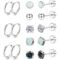 Jstyle Surgical Steel Earrings for Sensitive Ears Hypoallergenic 20G Stainless Steel Stud Hoop Earrings for Women Men Small Opal Ball CZ Surgical Steel Flat Back Earrings...