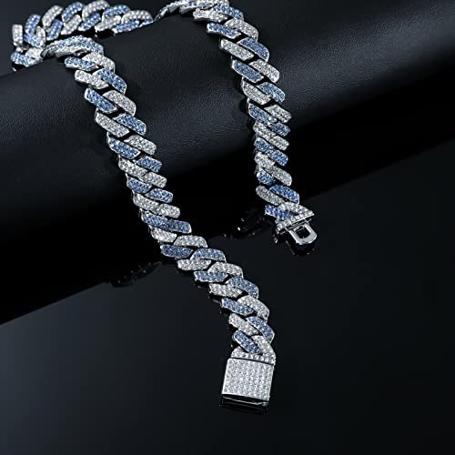 JUNVirtuous 2 Pieces Cuban Link Chain for Men Cuban Diamond Chain Necklace and Bracelet Iced Out Miami Cuban Hip Hop Jewelry