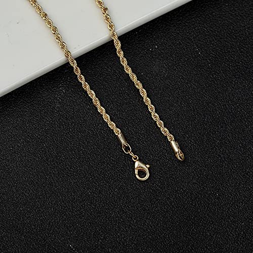 kelistom 18K Gold/White Gold Plated Rope Chain Anklet, 3mm Stainless Steel Ankle Bracelets for Women and Men, 9 10 11 inches