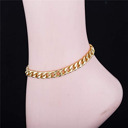kelistom Gold Cuban Link Anklet Bracelet for Women Men, 7mm Wide 14K Gold / 18K Gold/White Gold Plated Diamond Cut Curb Chain Ankle Bracelets for Women Men 9 10 11 inches