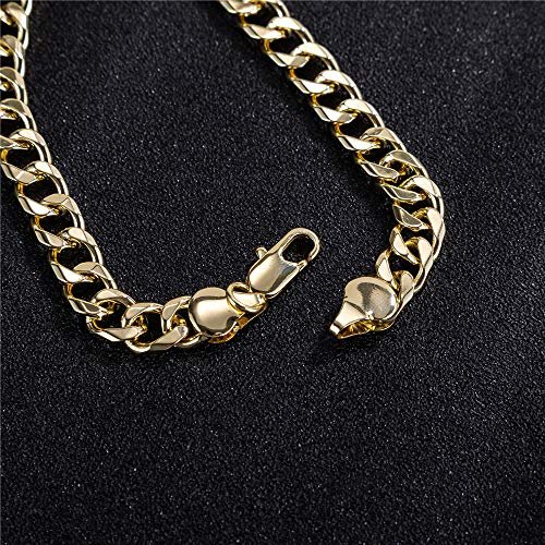 kelistom Gold Cuban Link Anklet Bracelet for Women Men, 7mm Wide 14K Gold / 18K Gold/White Gold Plated Diamond Cut Curb Chain Ankle Bracelets for Women Men 9 10 11 inches