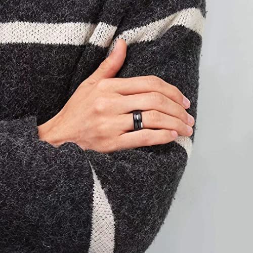 King Will Classic Tungsten Carbide Wedding Band Ring for Men - Available in Black, Silver, Gold, Blue, Brown, Red, and Purple Grooved Center Comfort Fit Suitable For Every Day Wear
