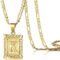 KissYan Initial Letter Pendant Necklace for Men Womens, 18K Gold Plated Square Capital Monogram Necklace Alhpabets from A-Z Figaro Chain Necklace