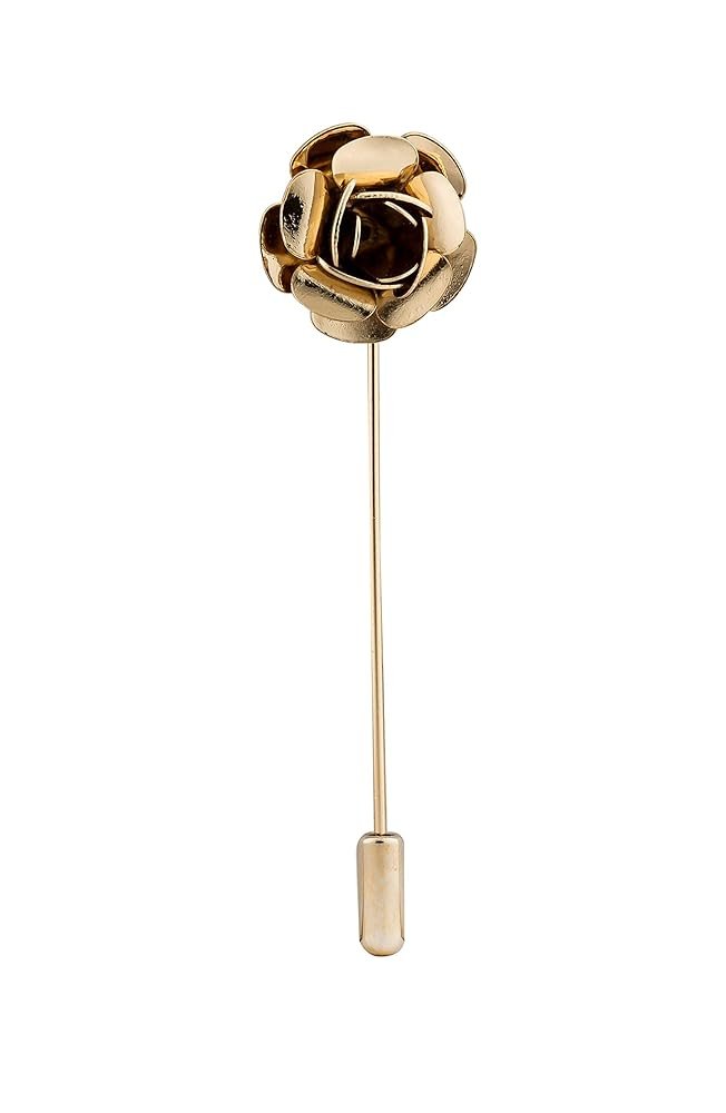 Knighthood Men's Metalic Gold Flower Lapel Pin Shirt Stud Brooch Golden