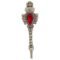 Knighthood Men's Silver Key With Red Stone And Stone Detailing Lapel Pin/Brooch Silver