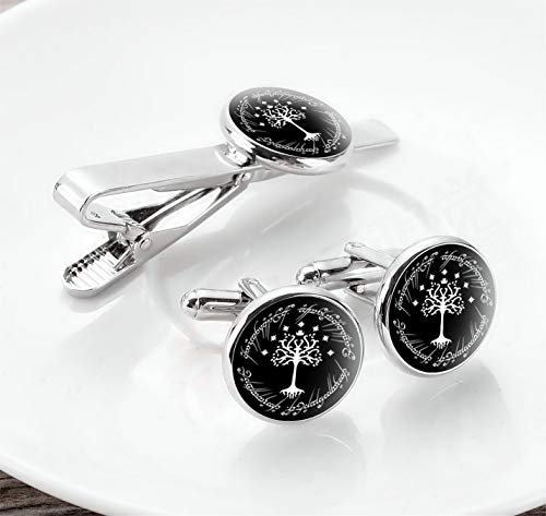 Kooer Cufflinks For Men, White Tree Cufflinks Wedding Christmas Tree of Life Cuff Links Gift For Men Father Dad Husband